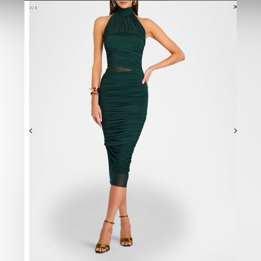 SEROYA
Esmee Ruched Halter Midi Dress